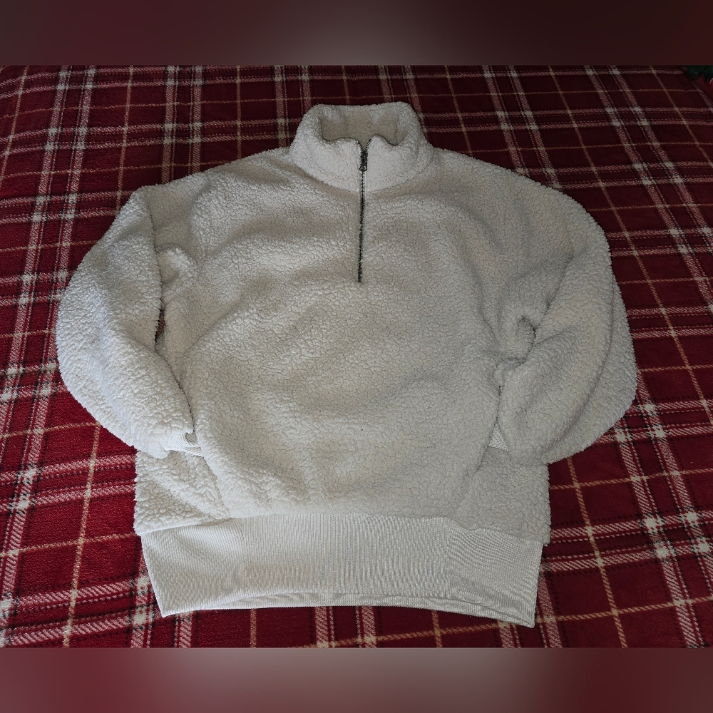American Eagle Outfitters White Sherpa Sweater